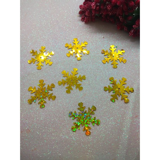 Пайетки "Снежинки" 2,5 см, цв. золото, цена за 10 гр